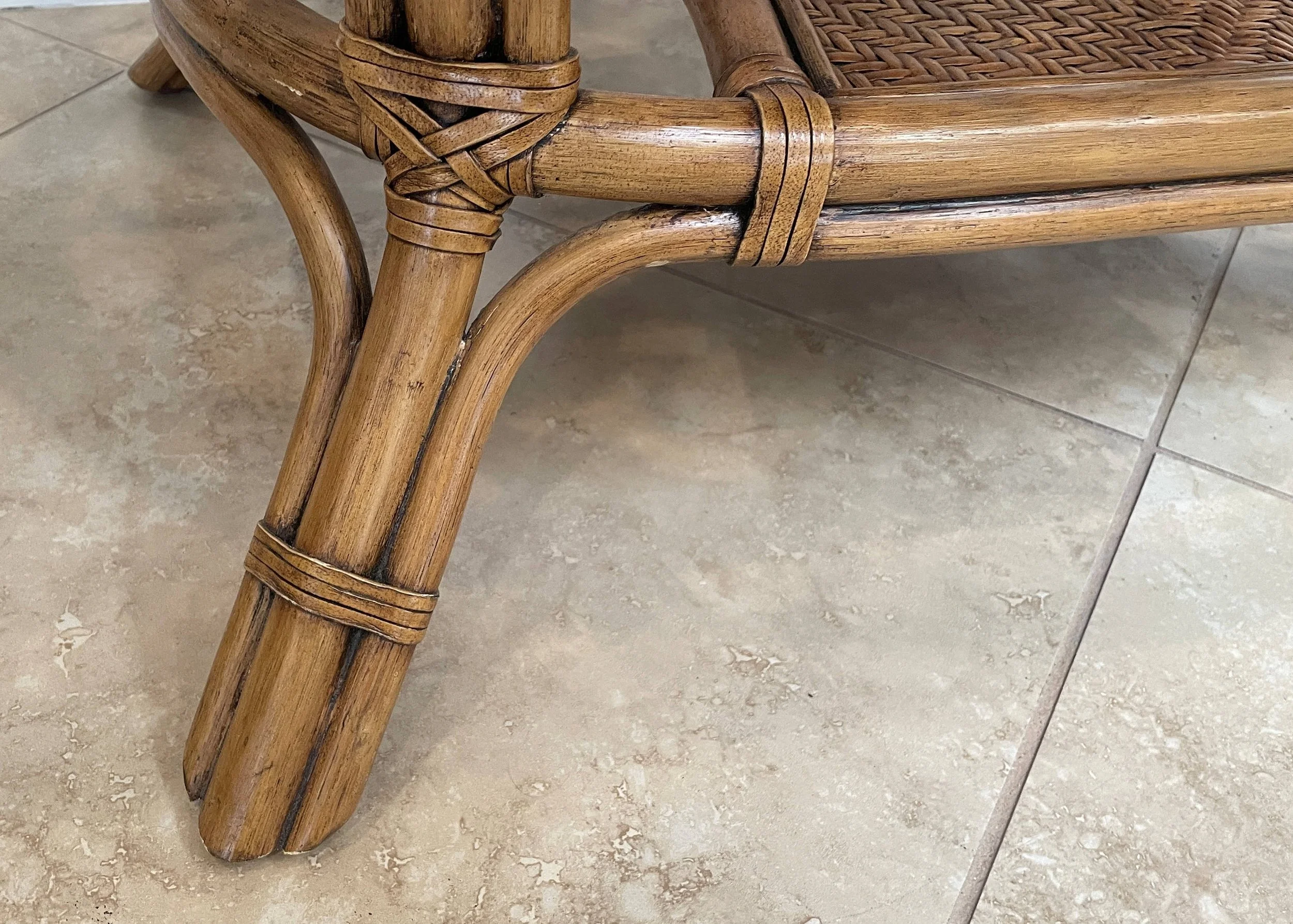 Encore Furniture Gallery-Boho Wicker Rattan Glass Top Coffee Table